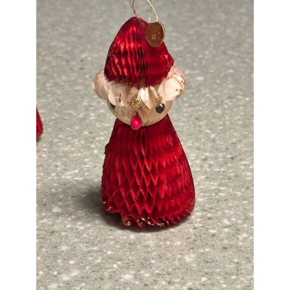 Vtg Honeycomb Santa Snowman 4 Ornaments Flame Proof Festive Holiday Decorations - Picture 9 of 13